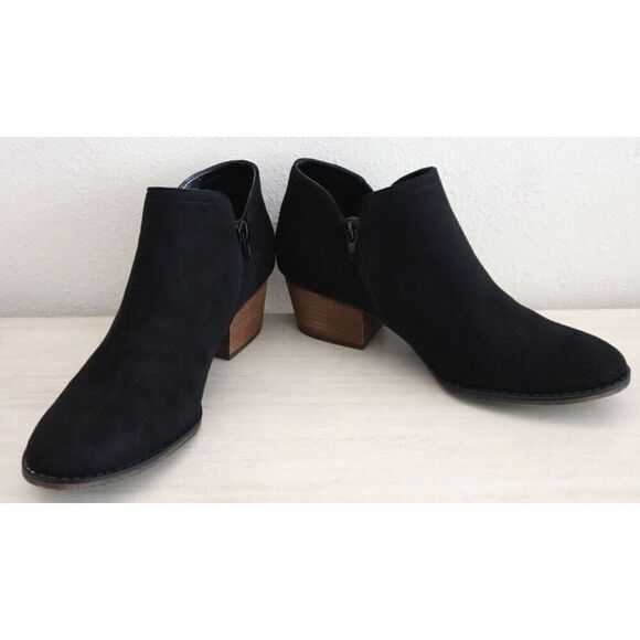 LifeStride Women's Sz 10M Black Fabric Blake Zip Ankle Booties - Picture 1 of 10